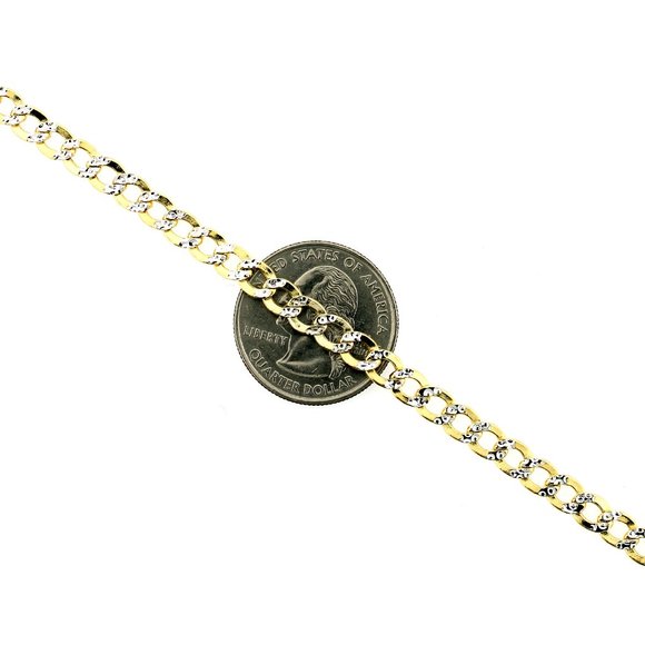 Real 10K Yellow Gold 4.5mm Diamond Cut Cuban Link Chain Necklace 20" inch - Picture 2 of 6